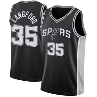 Men's Romeo Langford San Antonio Spurs Black Jersey - Icon Edition - Swingman