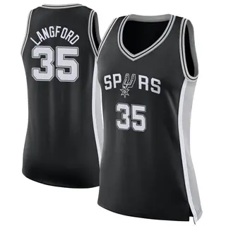 Women's Romeo Langford San Antonio Spurs Black Jersey - Icon Edition - Swingman